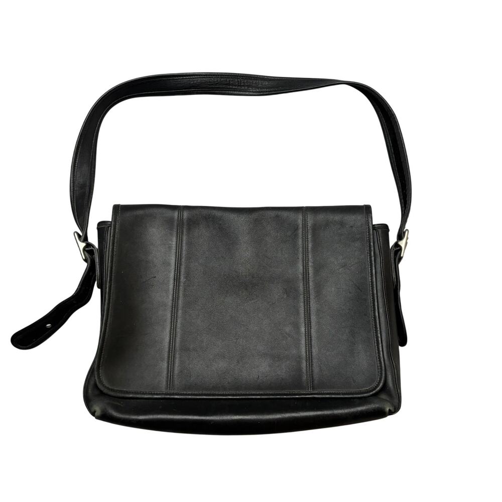 Vintage 90s Coach 9065 Legacy Black Leather Messenger Bag Laptop Shoulder Bag